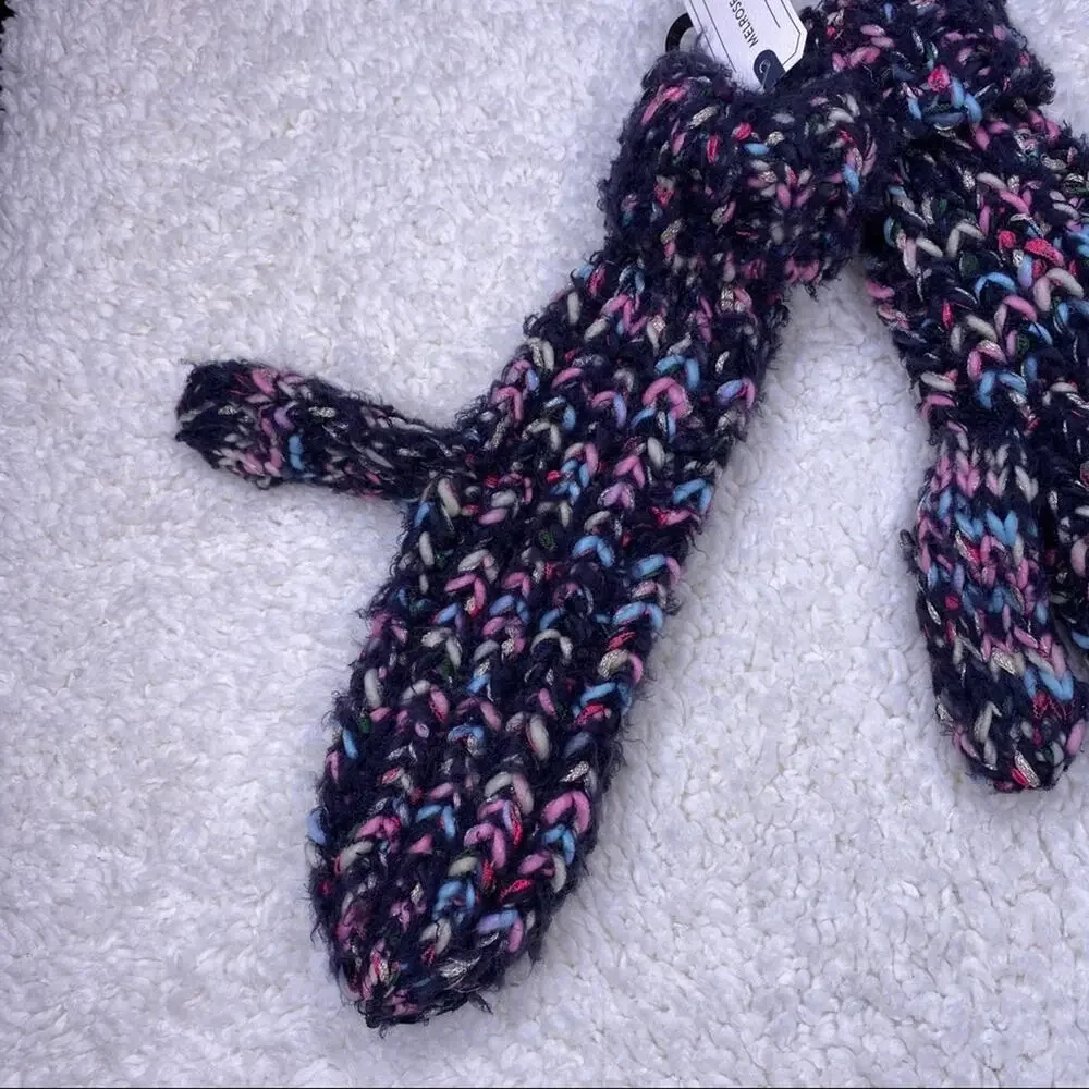 Melrose and Market Black Multicolor Knit Gloves